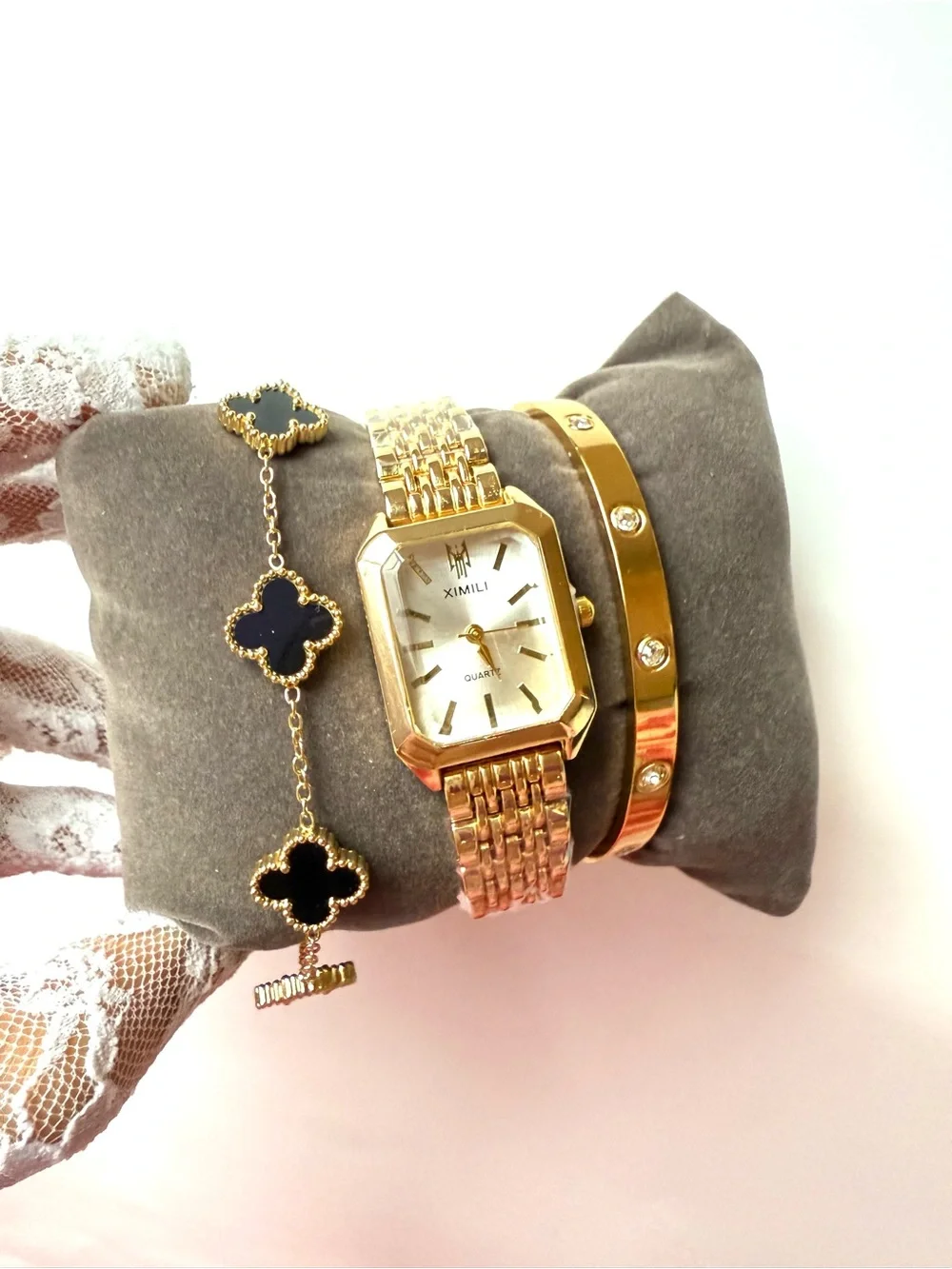 Gold-Tone Women's Bracelet Watch with Coordinating Bangles - Gold
